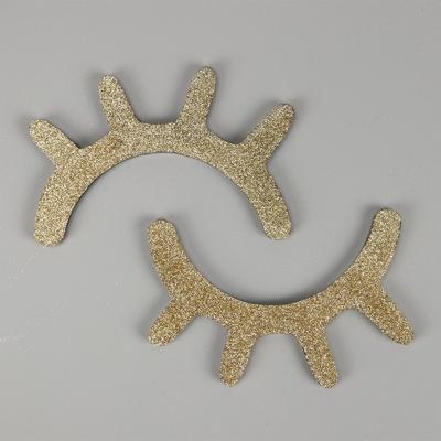 1 paar schattig houten 3D wimper muur sticker decor slaapkamer achtergrond muur sticker (goud)