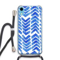 Blauwe pijlen: iPhone XR Transparant Hoesje met koord