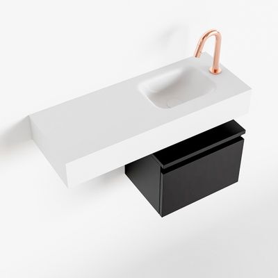 Toiletmeubel Mondiaz Andor | 80 cm | Meubelkleur Urban | Lex vrijhangend wastafel Talc Rechts | 1 kraangat