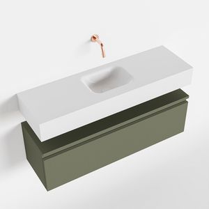 Toiletmeubel Mondiaz Andor | 100 cm | Meubelkleur Army | Lex vrijhangend wastafel Talc Midden | Zonder kraangat