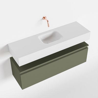 Toiletmeubel Mondiaz Andor | 100 cm | Meubelkleur Army | Lex vrijhangend wastafel Talc Midden | Zonder kraangat