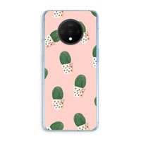 Cactusprint roze: OnePlus 7T Transparant Hoesje