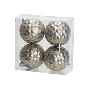 4x Luxe zilveren kunststof kerstballen 8 cm kerstboomversiering   -