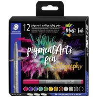Staedtler Viltstift pigment calligraphy pen 375 C12 Diverse kleuren 2 mm 12 stuk(s) Staedtler Viltstift pigment calligraphy pen 375 C12 Diverse kleuren 2 mm 12 stuk(s)