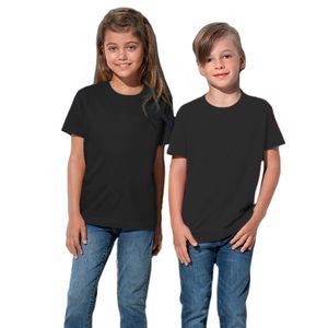 Zwarte kinder t-shirts 100% katoen 158-164 (XL)  -