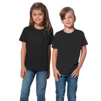 Zwarte kinder t-shirts 100% katoen 158-164 (XL)  - - thumbnail