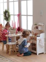 Hoekkeuken met benodigdheden / toebehoren van FSC®-hout wit