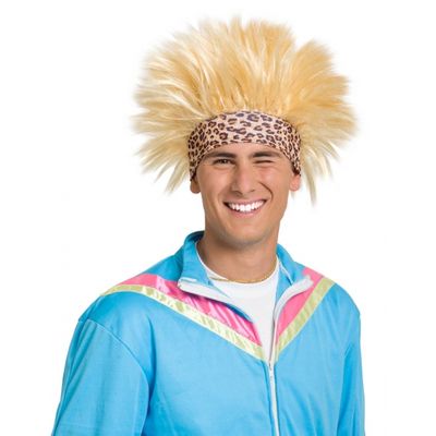 Funny pruik blond met zweetband