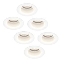 Set van 6 Mari - LED platte inbouwspots met lage inbouwdiepte 58mm - 3,8 Watt 270 Lumen - 6000K Daglicht wit - GU10 LED Module - Verzonken - Dimbaar - Rond - IP65 waterdicht - Wit