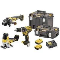 DEWALT DCK329P2T-QW DCK329P2T-QW Gereedschapsset Accu-klop/schroefmachine, Haakse accuslijper, Accu-decoupeerzaag, Accu, Acculader 8-delig