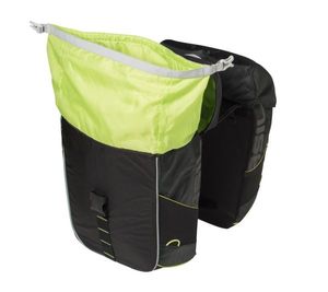 Basil miles double bag - waterdichte dubbele fietstas, unisex, sportief, zwart-limoen