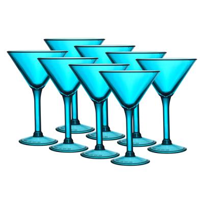 Home Deco Factory Cocktailglas - 8x - blauw - kunststof - 24 cl - martini glas Home Deco Factory Cocktailglas - 8x - blauw - kunststof - 24 cl - martini glas
