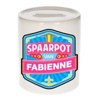 Kinder spaarpot met naam - Fabienne - keramiek - met dop - wit - Sparen - Spaargeld van Fabienne