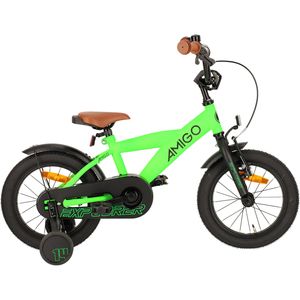 AMIGO Jongensfiets Explorer 14 Inch 21,5 cm Jongens Terugtraprem Groen/Zwart