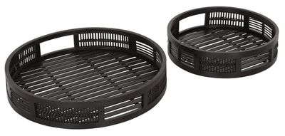 MUST Living Dienblad 'Algarve' Bamboe, Set van 2 stuks, kleur Zwart