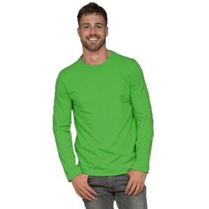 Lange mouwen/longsleeve stretch t-shirt - limegroen - heren - Herenkleding