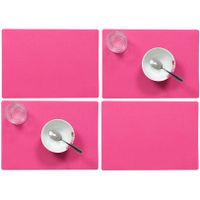 Set van 4x stuks stevige luxe Tafel placemats Plain fuchsia roze 30 x 43 cm