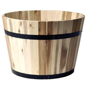 Plantenbak/bloempot - Half Barrel - acacia hout - D55 x H38 cm