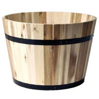 Plantenbak/bloempot - Half Barrel - acacia hout - D55 x H38 cm   -