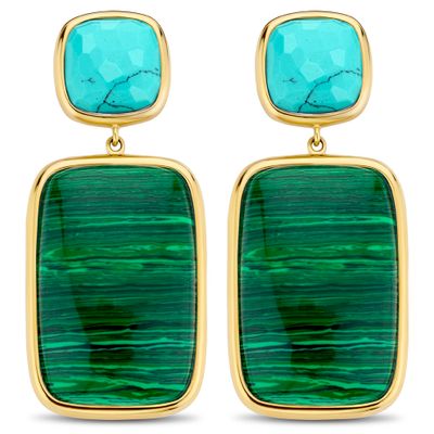 TI SENTO-Milano 7876MA Oorhangers zilver malachietgroen-turquoise 42 mm