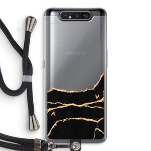 Gouden marmer: Samsung Galaxy A80 Transparant Hoesje met koord
