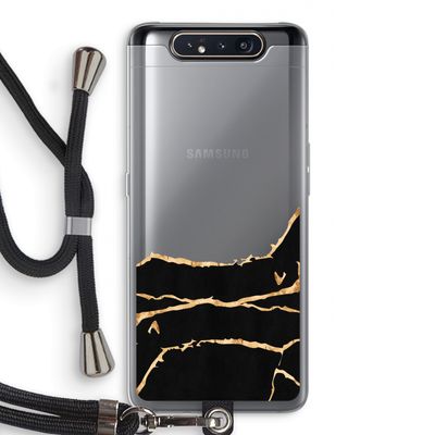 Gouden marmer: Samsung Galaxy A80 Transparant Hoesje met koord