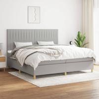 Boxspring met matras stof lichtgrijs 200x200 cm