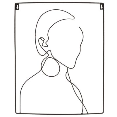 Line art wanddecoratie - metaal - vrouw - L40 x H50cm