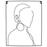 Line art wanddecoratie - metaal - vrouw - L40 x H50cm - thumbnail