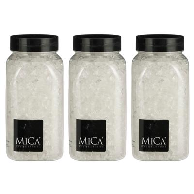Mica Decorations decoratie stenen / granulaat - 3x - 650 ml - 4-10 mm - transparant - hobby steentje