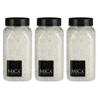 Mica Decorations decoratie stenen / granulaat - 3x - 650 ml - 4-10 mm - transparant - hobby steentje