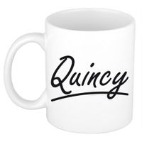 Quincy voornaam kado beker / mok sierlijke letters - gepersonaliseerde mok met naam   -