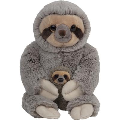 Nature Planet Pluche familie Luiaards knuffels - van 22 cm - Dieren speelgoed - knuffels cadeau