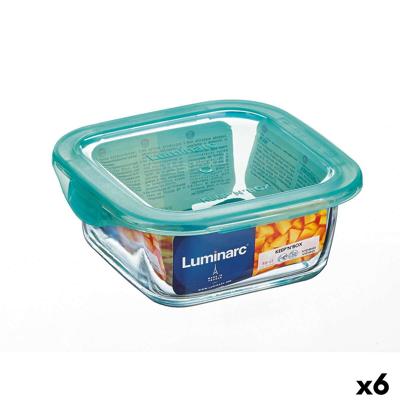 Vierkante Lunchtrommel met Deksel Luminarc Keep'n Lagon 15,6 x 6,6 cm Turkoois 1,22 L Glas (6 Stuks)
