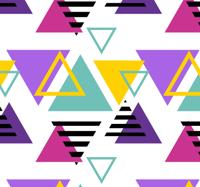 Driehoekjes behang Levendige kleuren jaren 80 patroon Driehoekjes behang Levendige kleuren jaren 80 patroon