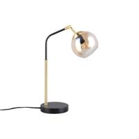 LED Tafellamp - Trion Nox - E14 Fitting - 1 lichtpunt - Zwart Goud - Metaal - Amberkleurig Glas
