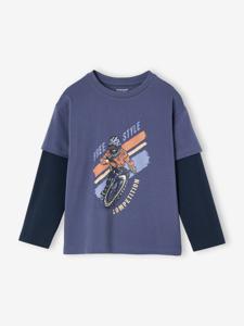Jongensshirt met dubbele mouwen blauw