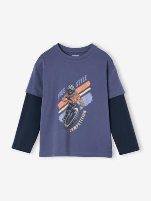Jongensshirt met dubbele mouwen blauw