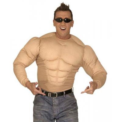 Spierballen shirt - bodybuilder - heren - polyester - verkleedkleding