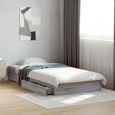 Bedframe met lades bewerkt hout grijs sonoma eiken 90x200 cm