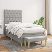 Boxspring met matras stof lichtgrijs 80x200 cm