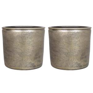 Floran Plantenpot - 2x stuks - keramiek - industrieel goud - 31x34 cm