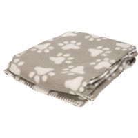 Fleece deken voor huisdieren met pootafdrukken print 125 x 157 cm grijs/wit   - - thumbnail