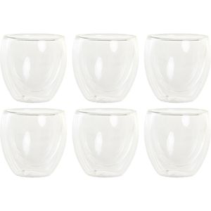 Koffieglazen/theeglazen dubbelwandig - set 6x - espresso glazen - 100 ml