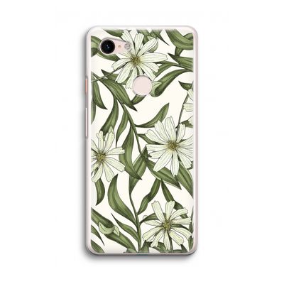 Wit bloemenpatroon: Google Pixel 3 Transparant Hoesje