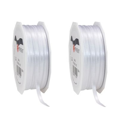 3x Luxe hobby/decoratie witte satijnen sierlinten 0,3 cm/3 mm x 50 meter