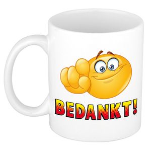 Bedankt cadeau mok / beker wit met smiley - cadeau collega   -