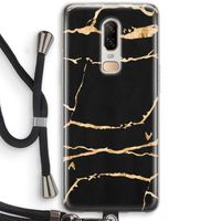 Gouden marmer: OnePlus 6 Transparant Hoesje met koord