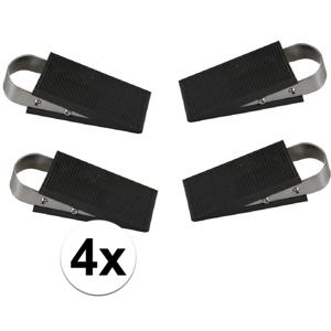 Benson Deurstopper/wig - 4x - rubber/RVS - 13 x 5 x 3 cm - deurklem - antislip onderkant