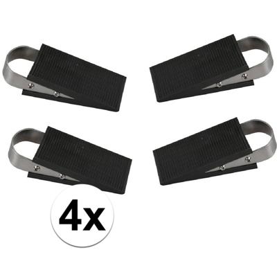 Benson Deurstopper/wig - 4x - rubber/RVS - 13 x 5 x 3 cm - deurklem - antislip onderkant